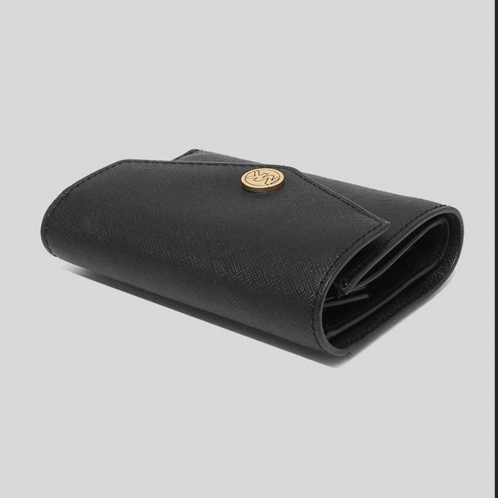 MICHAEL KORS JET SET TRAVEL MEDIUM FLAP BIFOLD WALLET BLACK - Picture 4 of 5